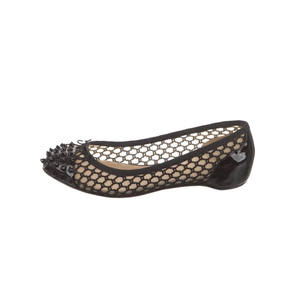 Christian Louboutin Shoes - Black Mesh Studded Flats